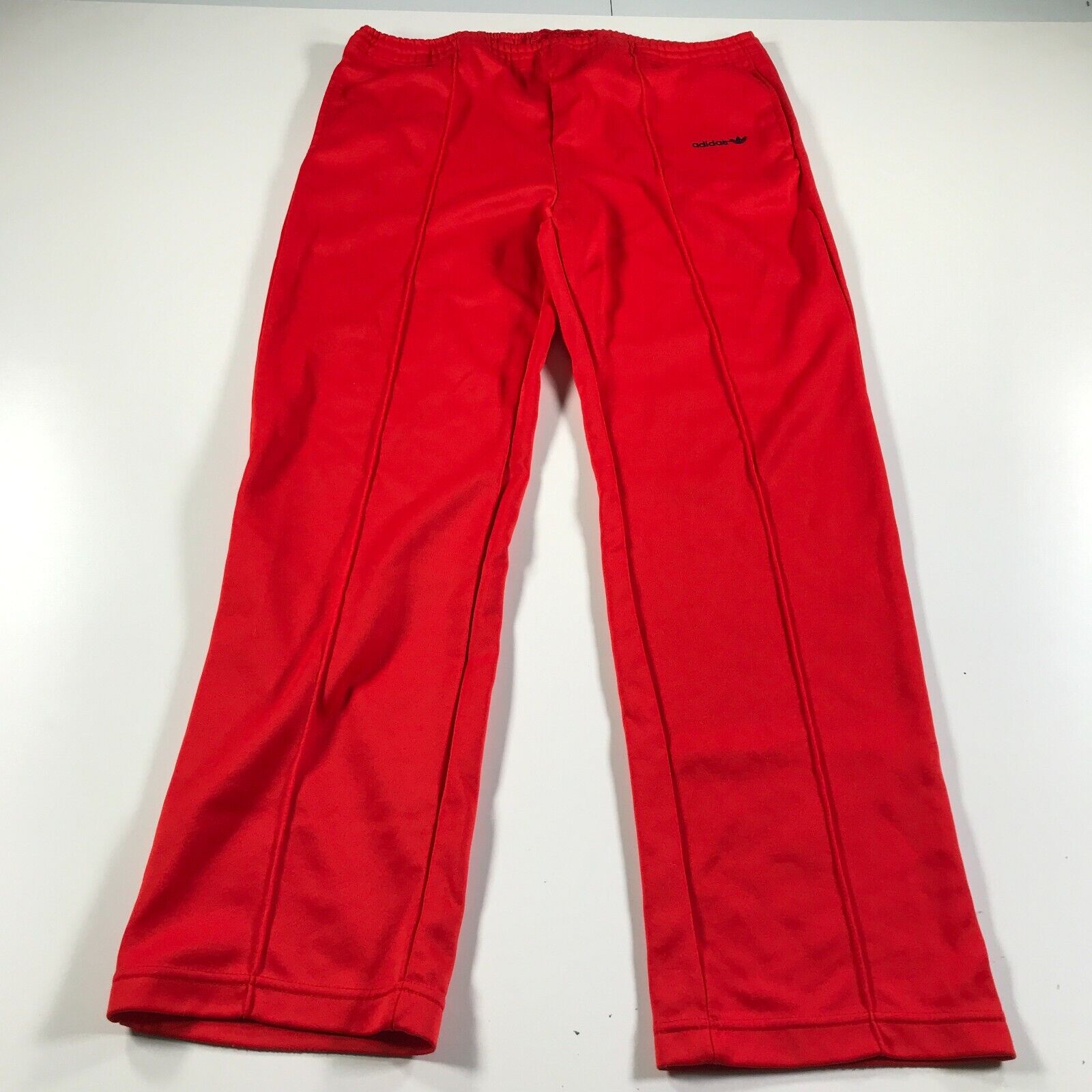 Vintage Adidas Pants Mens L 42-44 Red Straight Wide Leg Cotton Blend Pockets