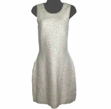 Athleta S Dress Stretch knit skater Chills and Valley gray white cozy sleeveless