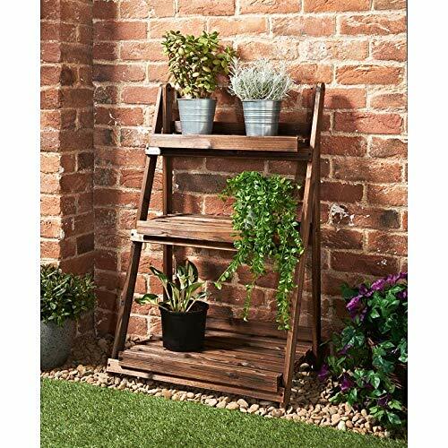 3 Tier Wooden Ladder Plant Stand Garden Shelving Flower Pot Display Folding Rack - Afbeelding 1 van 7