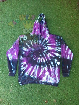 Schwarz Lila Spiral Festival Batik HOODIE Oberteil Herren Sommer Gr. XS-5XL