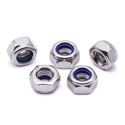 M4 X 0.7mm Flange Nylon Lock Nuts - 100 Pack, 304 Stainless Steel, Hex Lock Nuts With Blue Nylon Insert, Bright Finish - View #6