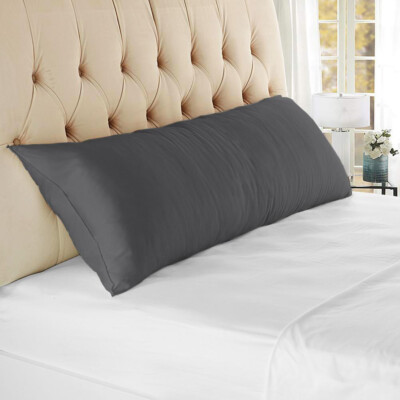 1000 TC OR 1200 TC Organic Cotton Gray 2 PCs Body Pillow Case Set