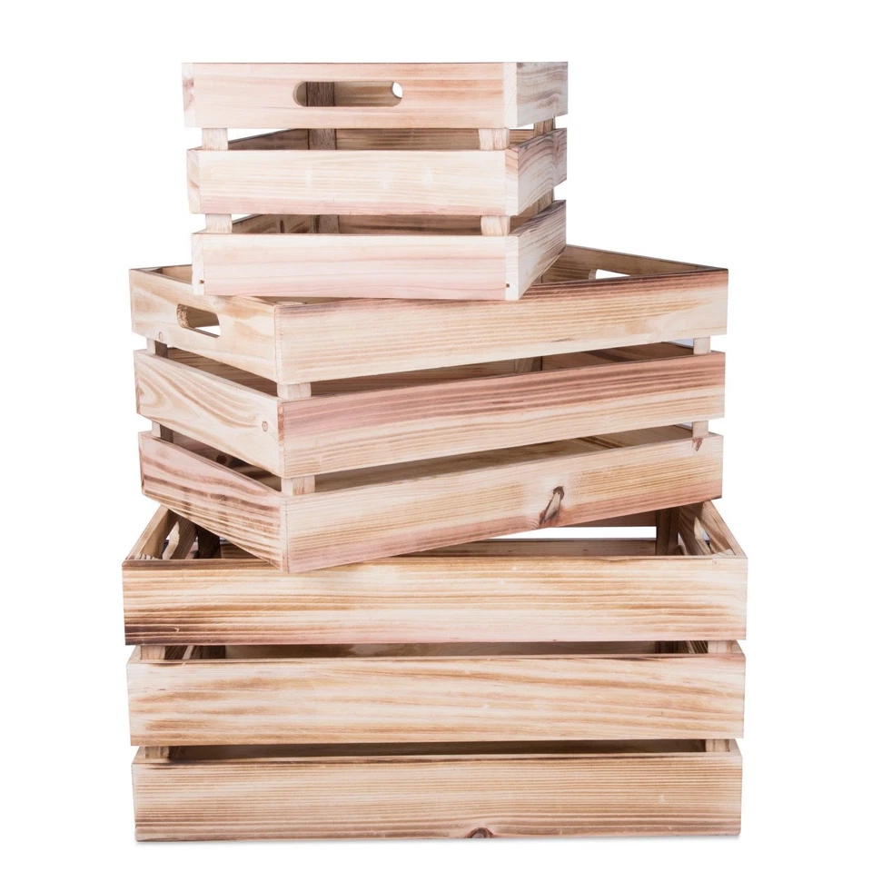 Wickerfield Large Vintage Wooden Apple Crates Display Storage Box Xmas Hampers - Image 2 of 2