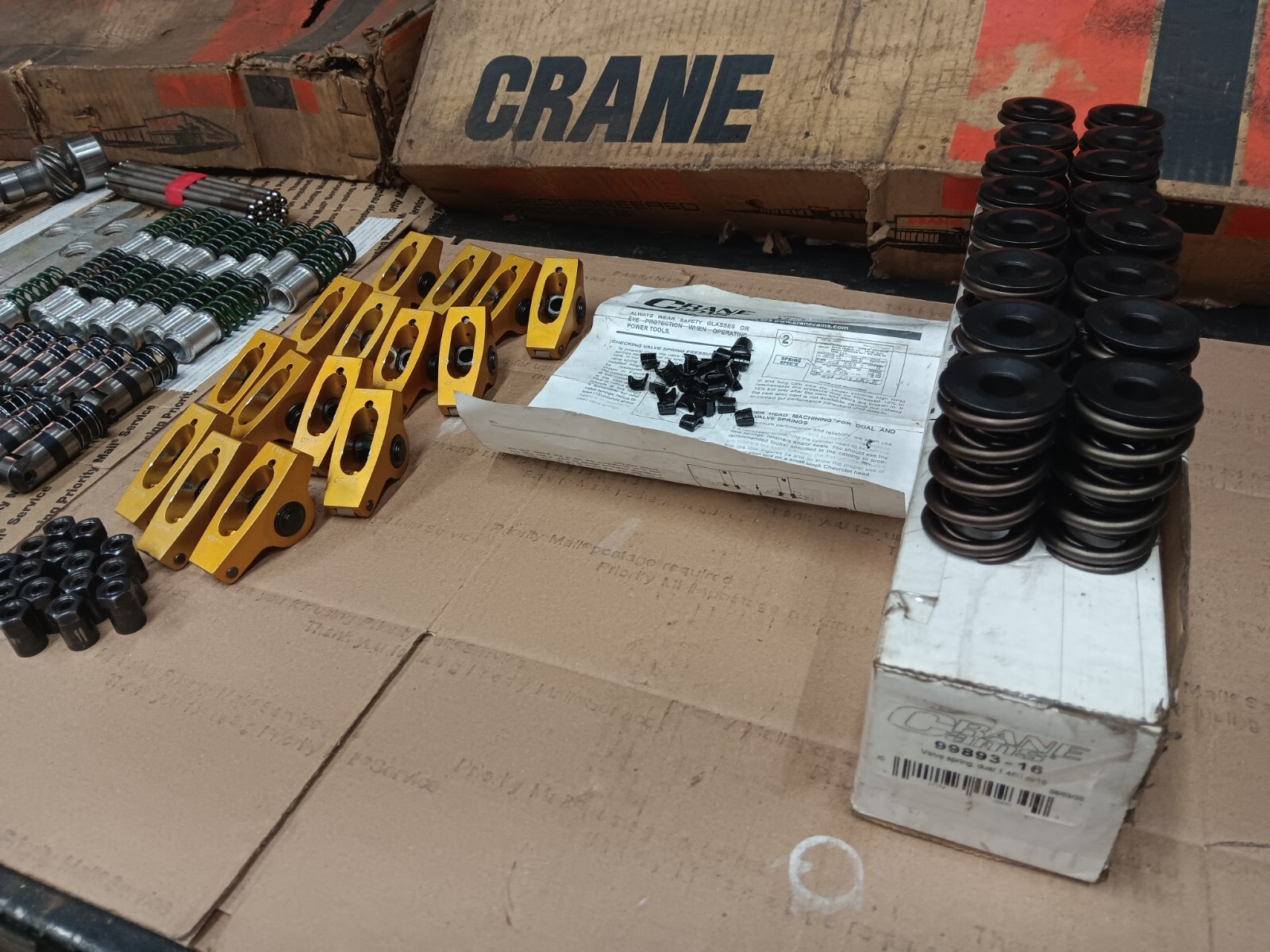 Vintage Crane Solid Roller Cam Gold Roller Rockers Lifters Chevy SBC