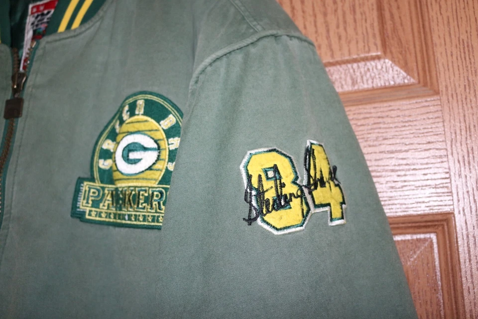 Jaqueta masculina RARA Noz-moscada por Campri Green Bay Packers Sterling Sharpe tamanho médio - Imagem 2 de 4