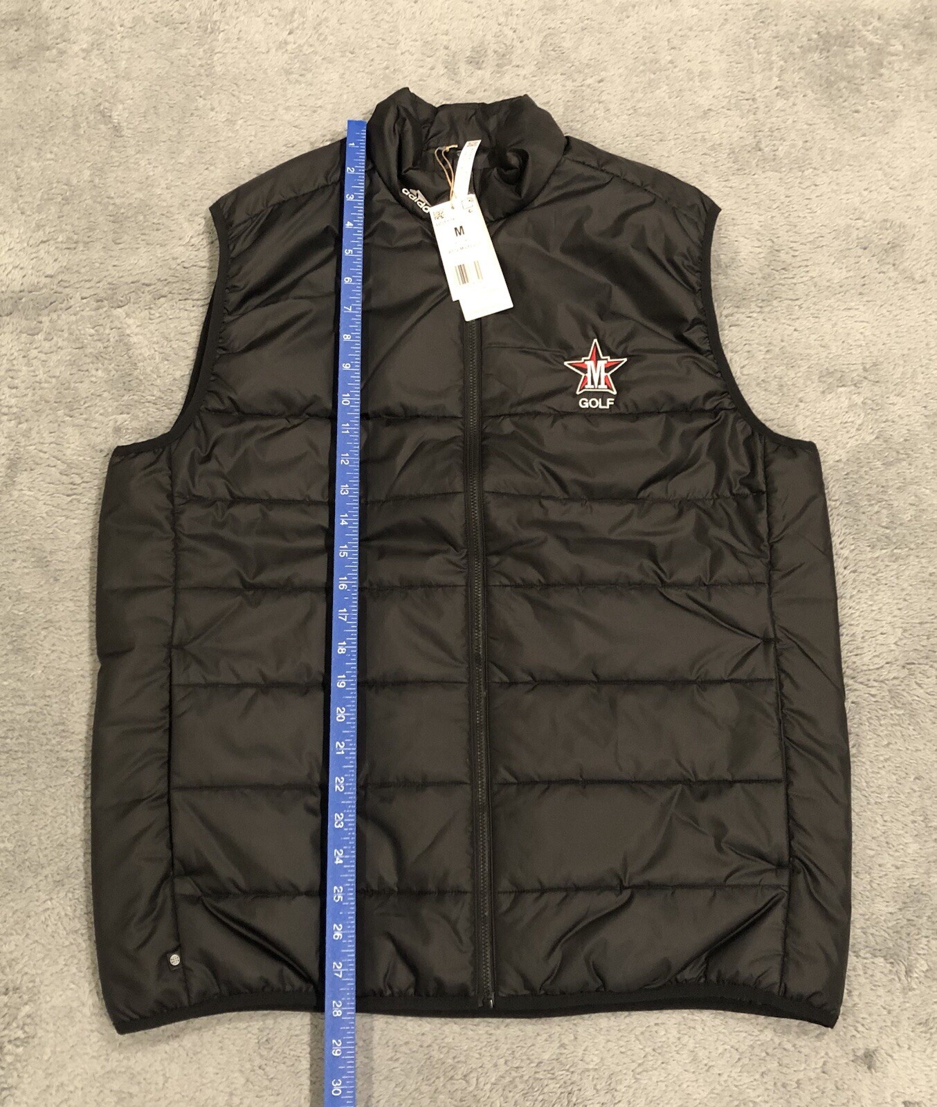 Adidas Golf Vest Men’s M Black Puffer Casual Lightweight Full Zip HD1175