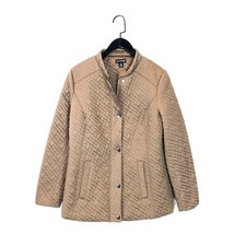 Nina Leonard Gold Brown Metallic Quilted Jacket - Size S 8 10