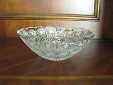 Bohemian Czech Crystal 10" Round Bowl Hand Cut Queen Lace 24 Lead Glass