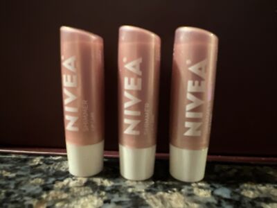 (3) NIVEA Pink Lip Balm LOT Shimmer Lip Moisturizer Sealed Lipstick Treatment