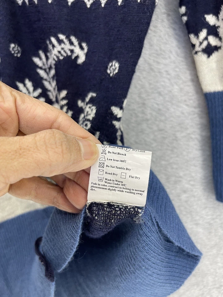 Cárdigan para mujer Peppe Peluso con botones delanteros azul mezcla de lana floral talla pequeña Foto 3 de 4