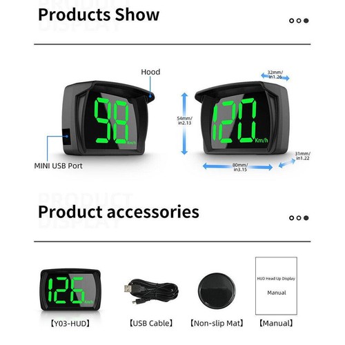 HUD GPS Head Up Display Speedometer Odometer Car Digital Speed KM/H Universal Q9 - Picture 17 of 17