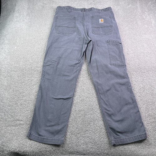 Carhartt Pants Mens 36x30 Gray Relaxed Straight Rigby Dungaree Workwear Canvas - Afbeelding 2 van 11