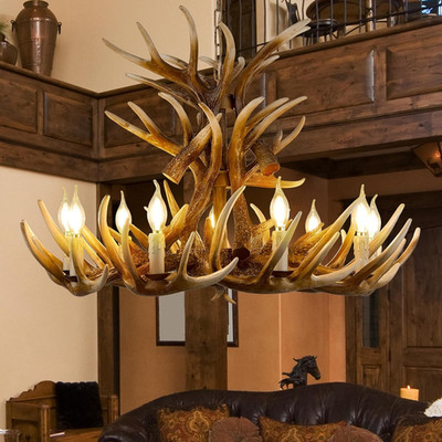 Deer Antler Chandelier Lighting,Large Deer Rustic Farmhouse Chandelier Light Fix