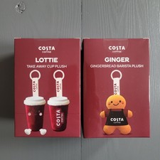 2 x Costa Coffee Plushes Ginger Gingerbread Barista & Lottie Take Away Cup BNIB