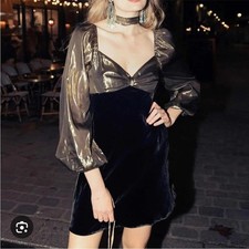 NWT Rixo Paris Mini Dress in Gold Sz XS