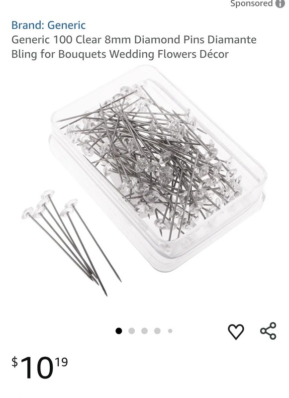 100pcs Bouquet Pins 1.5 Inch Corsage Pins Straight Head, Clear