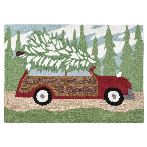 Front Porch Woody Wonderland Pine Indoor/outdoor Rug 20 X 30 Dark Green And B - Picture 2 of 9