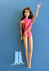 Vintage Barbie Brunette Marlo Flip Twist n Turn Doll Stand Swimsuit Excellent