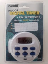 Prime Indoor 7 day programmable Digital Timer TN004100 110 v 3 plug