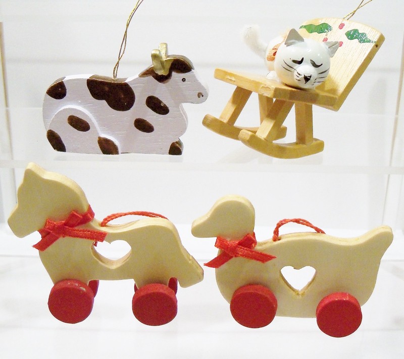 Kitty Cat Kitten Rocking Chair Cow Duck Horse Toys Animal Wood Wooden Ornaments