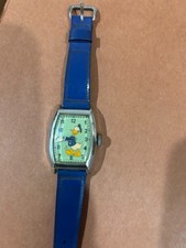 ANTIQUE 1940's MICKEY MOUSE POINTING US TIME WATCH MECHANICAL RECTANGULAR