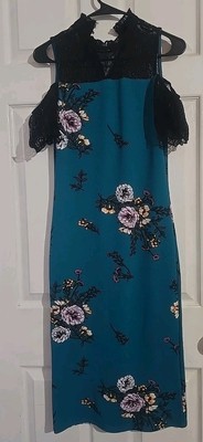 Garage Clothing Womens Long Floral Dress Stretch Large