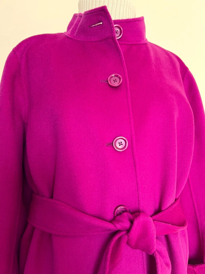 Sutton Studio Magenta Double Faced Wool Cashmere High Collar Jacket Coat 24W - Image 2 of 4