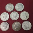 Kennedy Half Dollars Lot of 8 Circulated US Coins 1966, 1967, 1969 40% silver