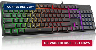 K521 Gaming Keyboard 104 Keys Rainbow LED Wired Mechanical Feel