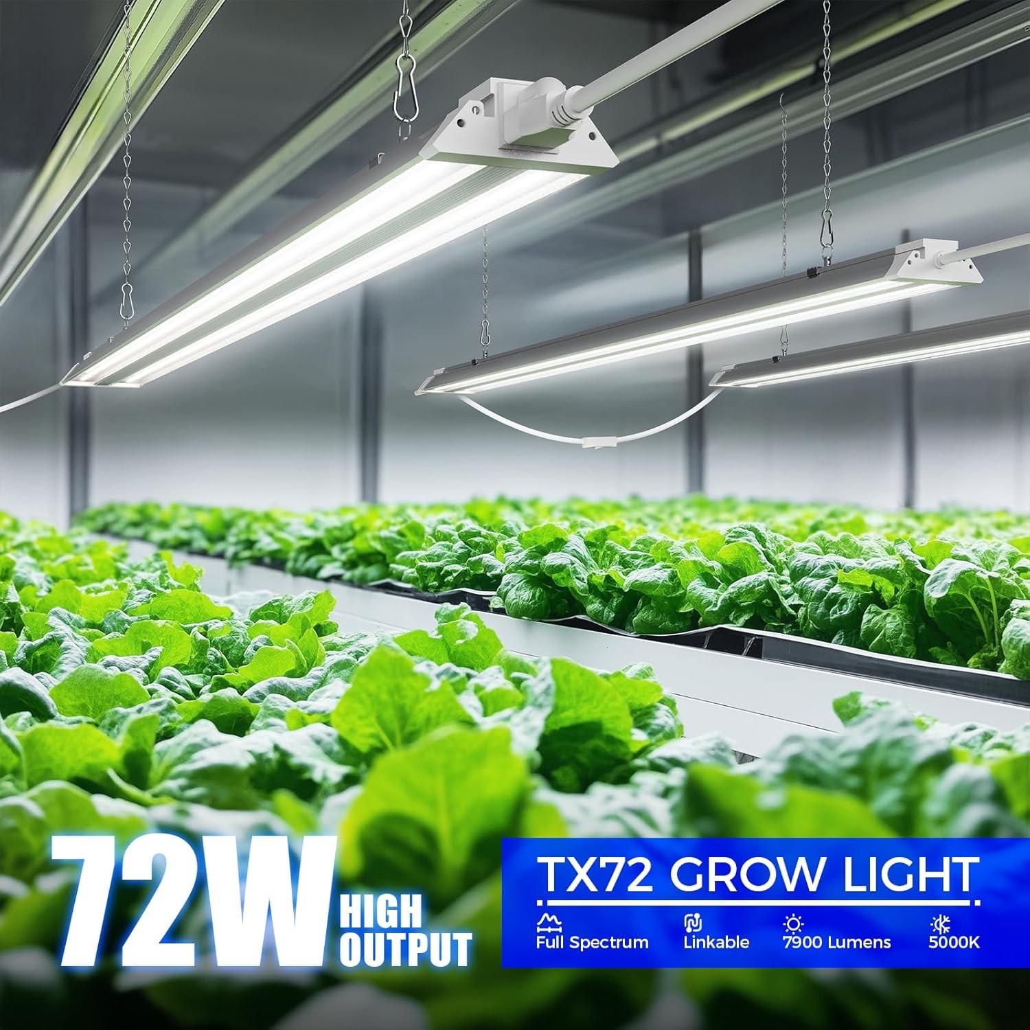 Barrina 4x TX72 4FT LED Hanging Grow Light 288W(4x72W) Full Spectrum 5000K Timer