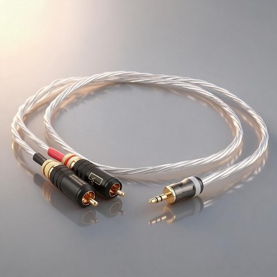 3.5mm Jack Male  to Dual RCA OCC Silver Plated HIFI Headphone Audio AUX Cable 