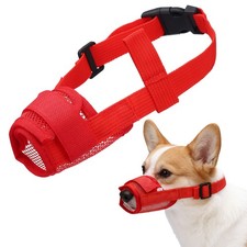 Dog Muzzle, Soft Mesh Muzzle Mouth Guard Cover Red, S 