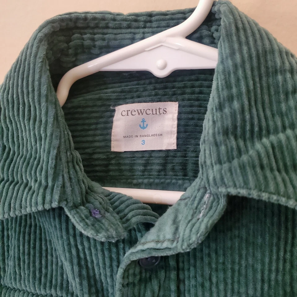 Crewcuts Boy's Size 3 Green Knit Corduroy Button Down Shirt Top EUC - Image 3 of 4
