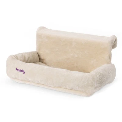 Petlicity Snuggle Padded Cat Radiator Bed Beige Pet Cosy Bed with Washable Cover