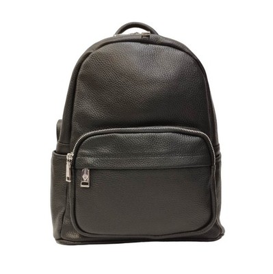 Caleidos Damen Rucksack Leder schwarz mit Fronttasche