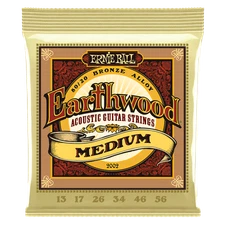 Earthwood Acoustic Guitar Strings Mediums 80/20 Bronze Ernie Ball 2002