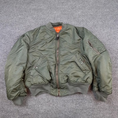 Vintage Alpha Industries MA-1 Jacket Mens Medium Green Bomber Flight USA 60s