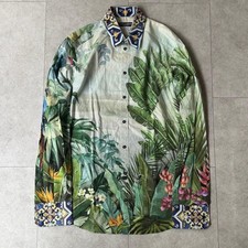 Very Good Dolce & Gabbana Majolica Dress Shirt Green 39 Long Sleeves Authentic