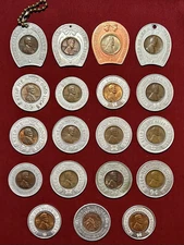 VINTAGE ADVERTISING NEVER GO BROKE GOOD LUCK ENCASED CENTS - LOT OF 19 PIECES!
