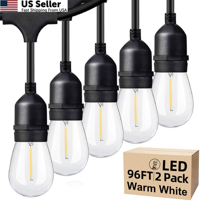 #ad #ad Lakumu Outdoor String Lights 96FT 48×2 Commercial 96FT 48FT*2 Black 2700K $105.51