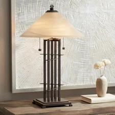 Metro Rustic Mission Accent Table Lamp 23 1/2" High Bronze with Dimmer Bedroom