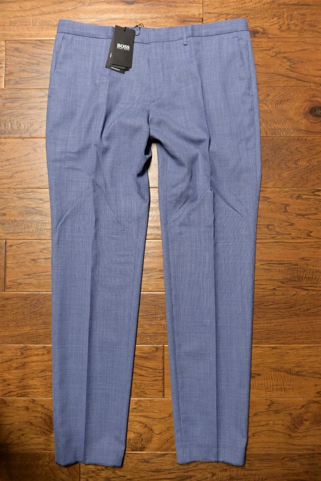 HUGO BOSS Hombre Wenten Extra Ajustado Lana Vestido Pantalones Dobladillo Eu 54 - Imagen 3 de 4