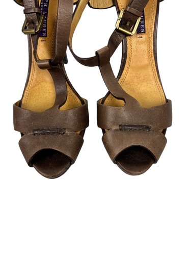 Ralph Lauren Purple Label 9 B Brown Heels Size 39 B Bucket Leather Collection - Imagen 10 de 16