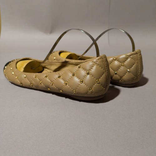 Tory Burch Kaitlin Skimmer Ballet Flat Quilted Studded Cap Toe Leather Ballerina - Picture 2 of 10