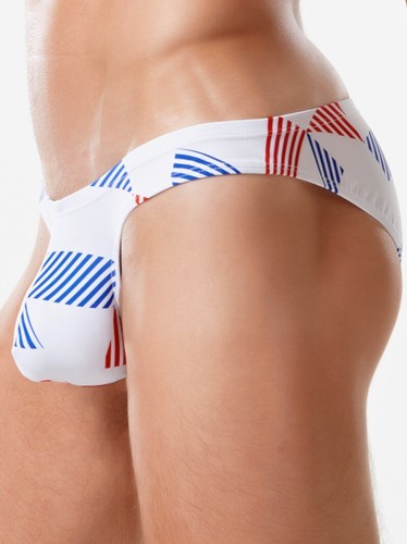 Men Swim Briefs Sexy Swimsuit Bikini White Low Waist Thong Bathing Suit Half Hip - Picture 8 of 41