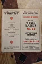 MISSOURI KANSAS TEXAS RAILROAD SOUTH TEXAS DISTRICT #23 MAY 12, 1946-SUPER RARE