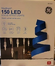 GE Staybright 150 LED Icicle-Style Lights, Warm White / White Wire  (1 Box)