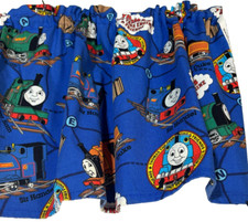 Thomas the Tank Engine Curtain Valence 1 set boys room handmade Cartoon Blue