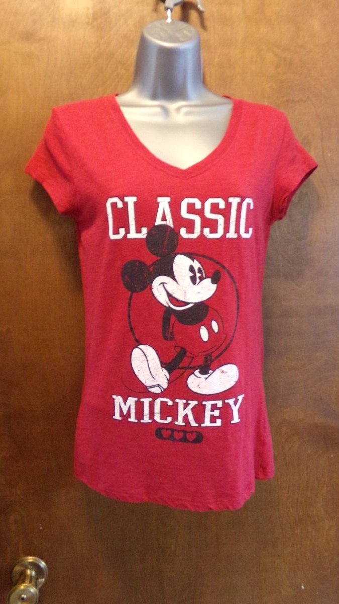 売れ筋商品|||デジグアル カットソー トップス レディース Women's Mickey Mouse T-shirt Red Disney Mickey Mouse Classic Red V Neck T Shirt Large Womens