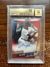 Christian Yelich, Autograph-Red Refractor /5 #FACY - 2019 Finest - BGS 10/10